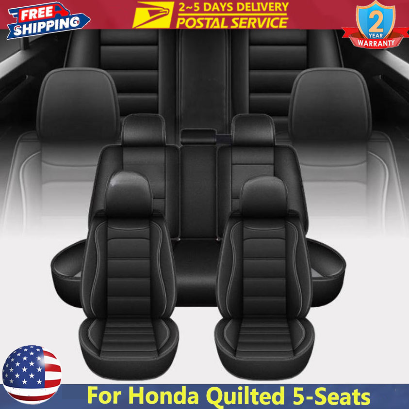 Leather Car Seat Covers Full Set Universal - Housse de siège universelle noire 5