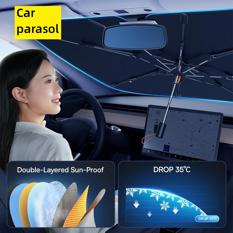 Car Sunshade Windshield Umbrella Foldable - Pare-soleil de voiture pliable, pare-brise, parasol