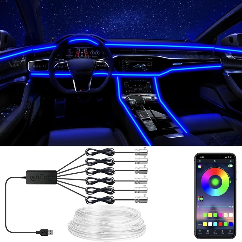 Led Ambient Interior Car Lights App Control - Lumières flexibles en fil EL avec