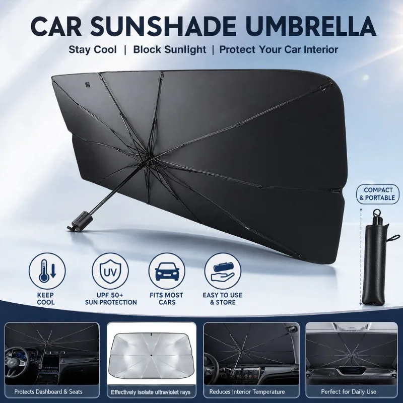 Car Sunshade Windshield Umbrella Foldable - Pare-soleil pliable pour pare-brise de voiture,