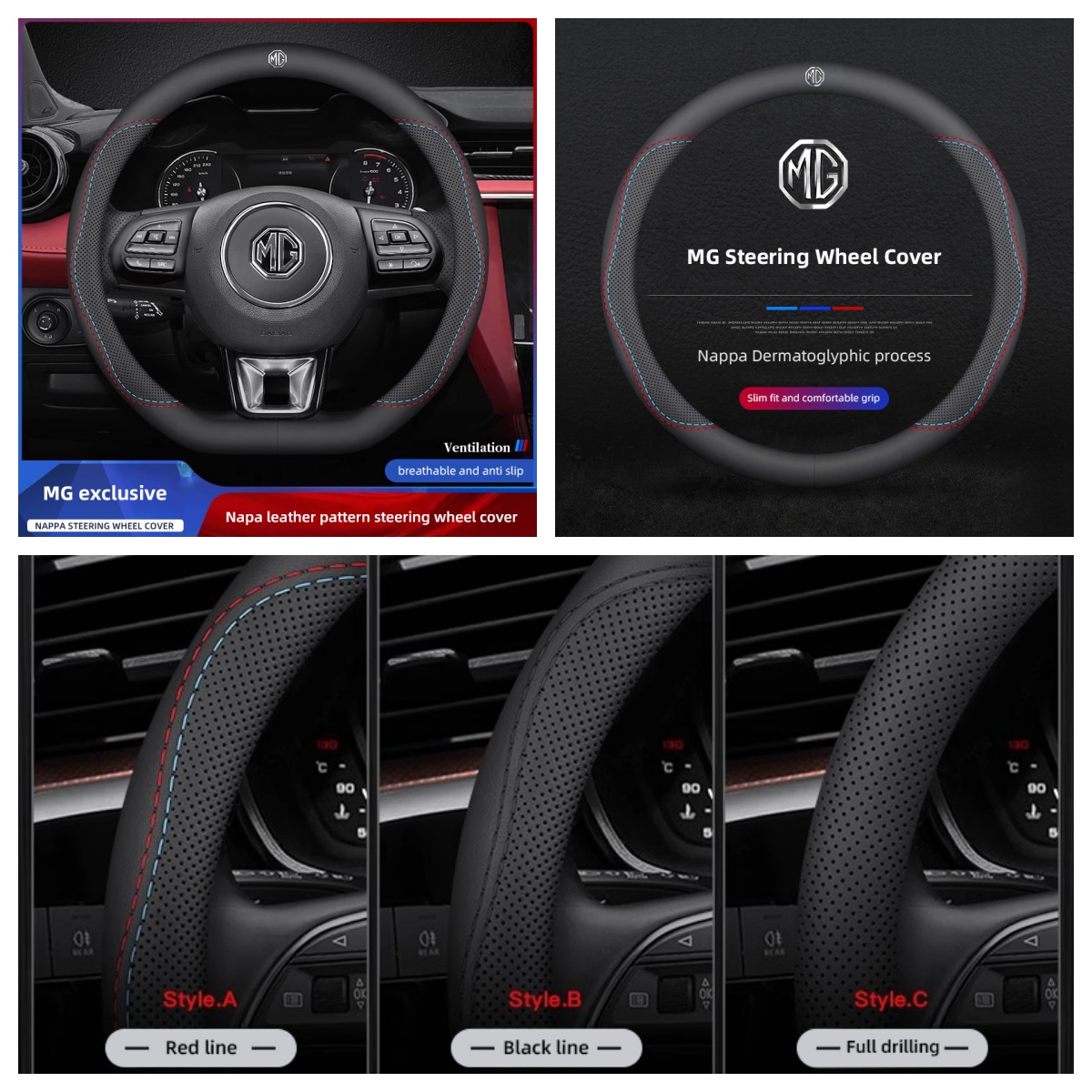 Car Steering Wheel Cover Anti Slip Breathable - 1 pièce de housse de volant