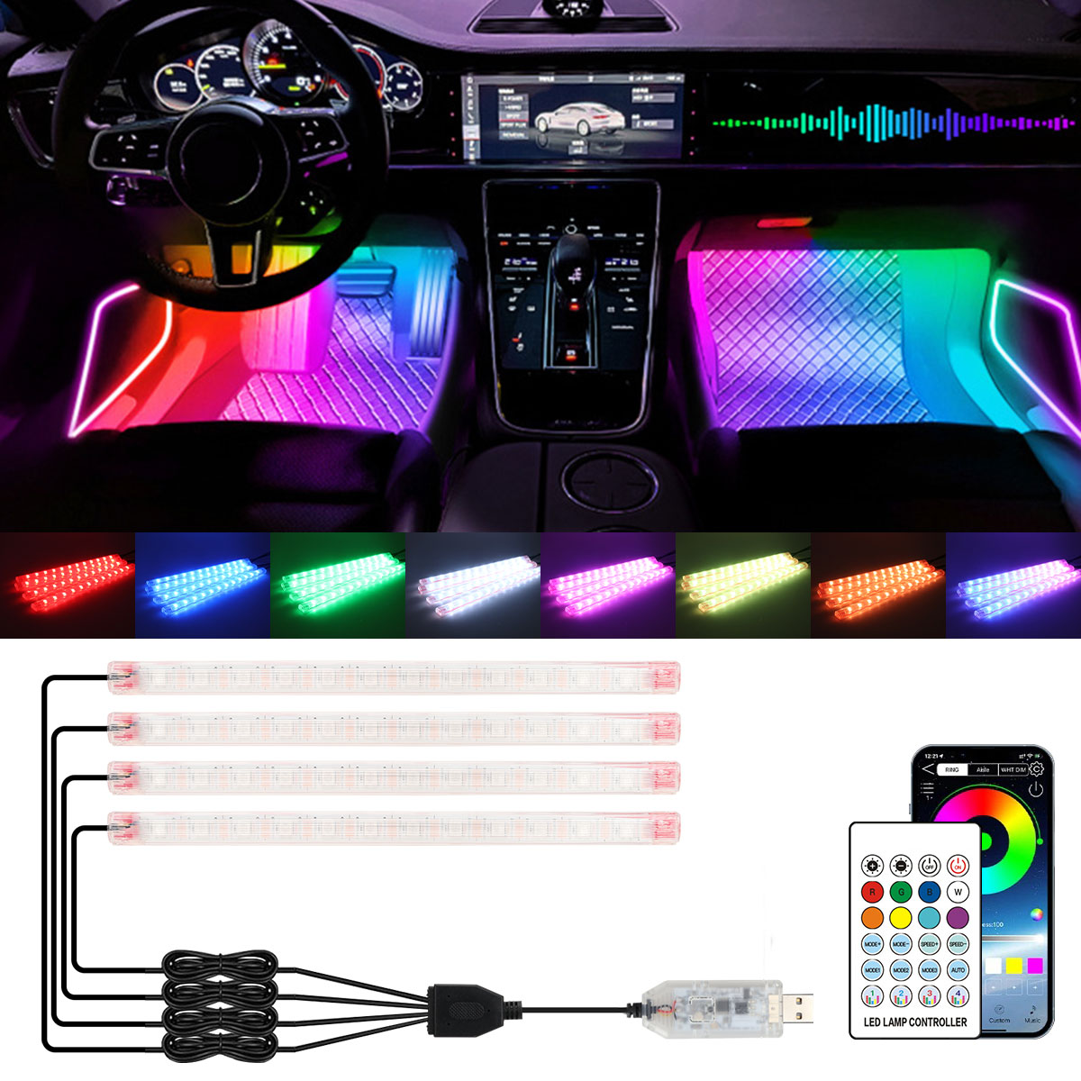 Lampe décorative d'ambiance LE - Led Ambient Interior Car Lights App Control avis et prix