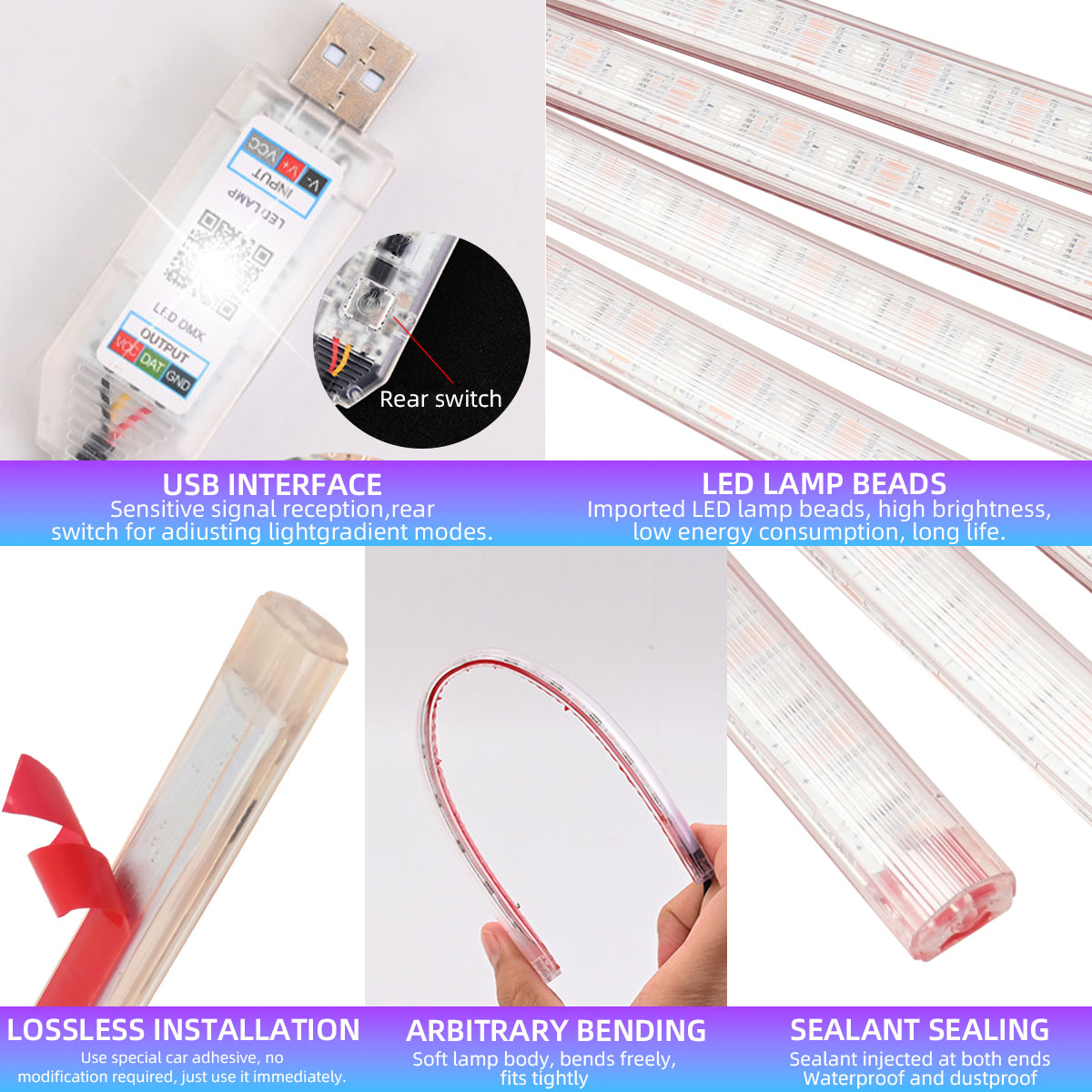 Lampe décorative d'ambiance LE - Led Ambient Interior Car Lights App Control avis et prix