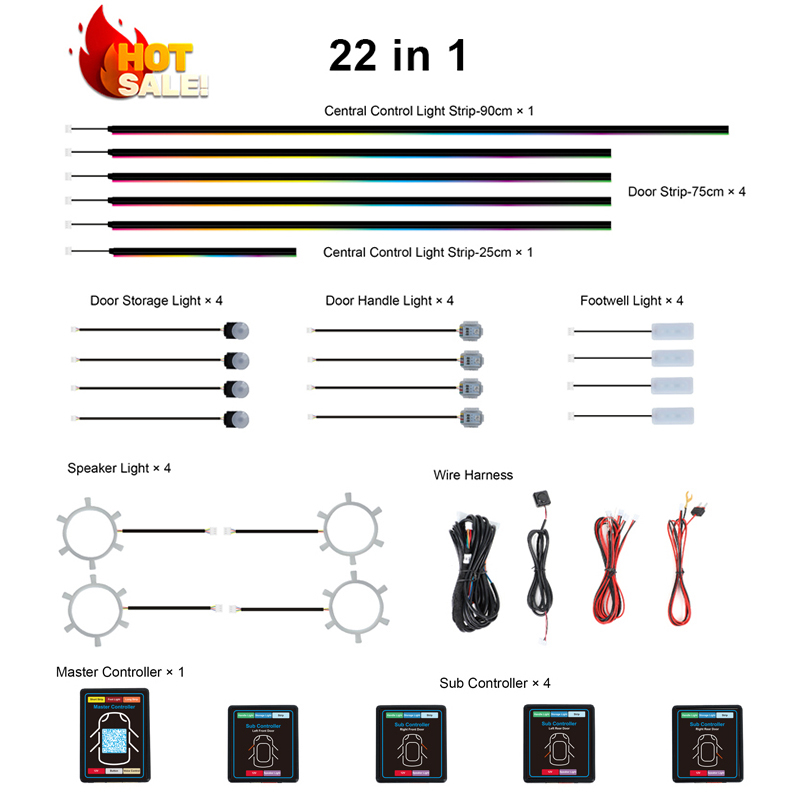 Kit d'éclairage intérieur de v - Led Ambient Interior Car Lights App Control avis et prix
