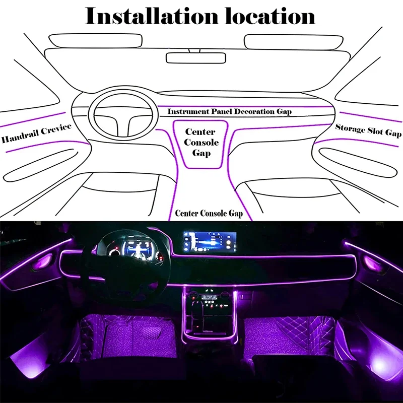 Lumières flexibles en fil EL a - Led Ambient Interior Car Lights App Control avis et prix