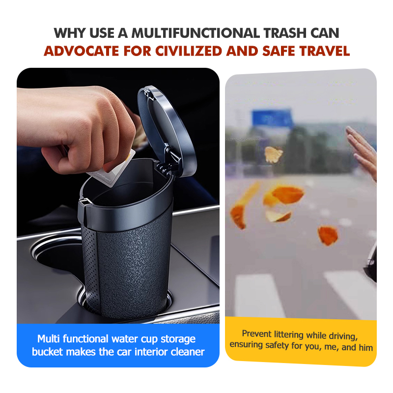Poubelle de voiture en ABS, bo - Waterproof Car Trash Can With Lid avis et prix