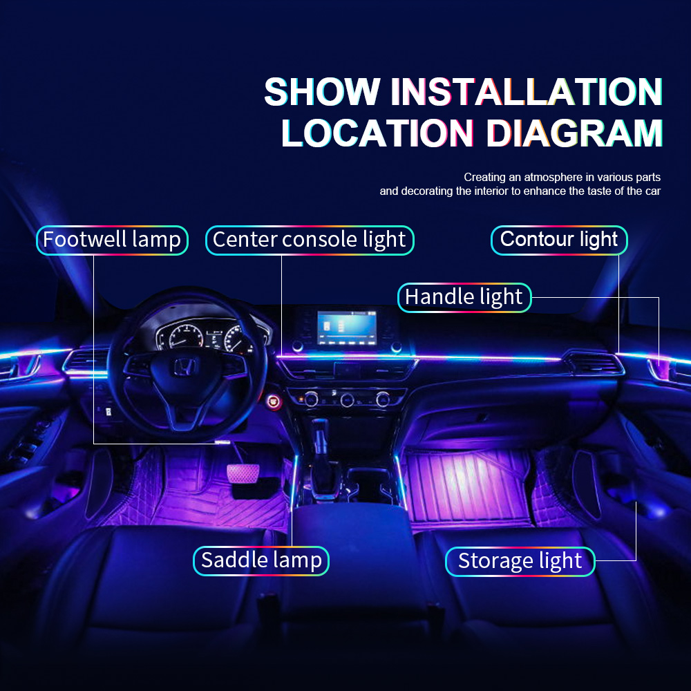 18 en 1 double Zone symphonie  - Led Ambient Interior Car Lights App Control avis et prix
